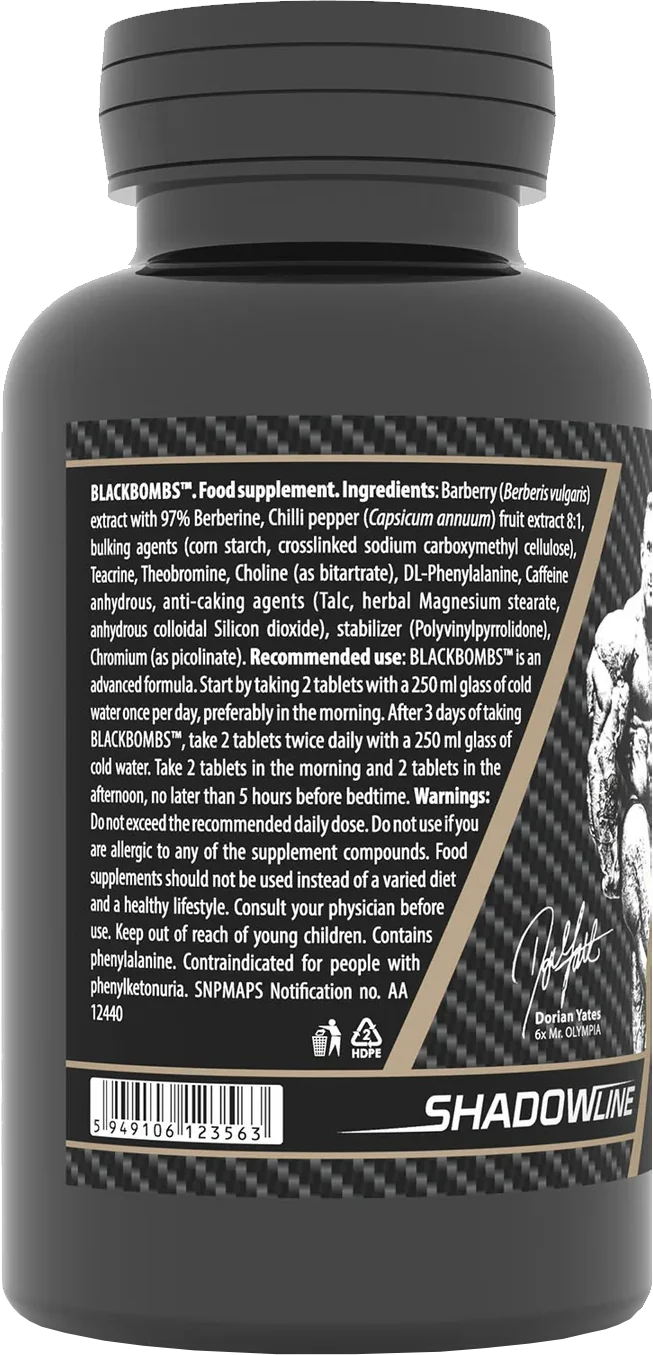 DY Nutrition Blackbombs Fatburner (60 comprimés) - Image 3